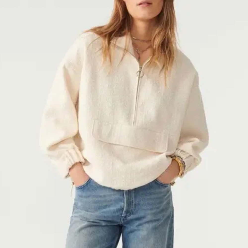 ba&sh MENUS pullover jacket in white- size 3 / Large / EUC